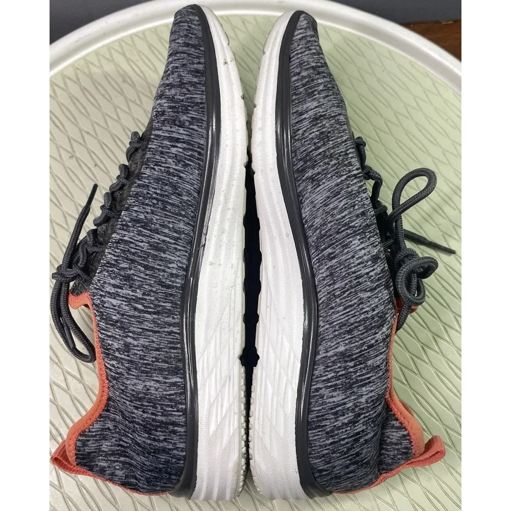 Skechers Bobs Woman's Comfort Shoes Gray/Orange‎ Memory Foam Sneakers 10